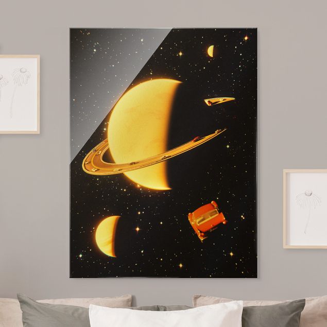 Wandbilder Retro Collage - Die Ringe des Saturn