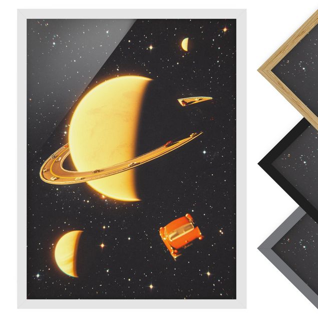Bild mit Rahmen - Retro Collage - Die Ringe des Saturn - Hochformat - 3:4