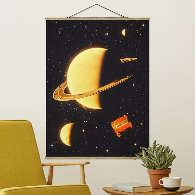 Schöne Wandbilder Retro Collage - Die Ringe des Saturn