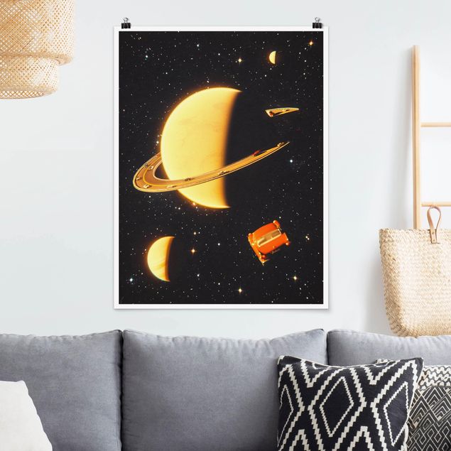 Kunstdrucke Poster Retro Collage - Die Ringe des Saturn
