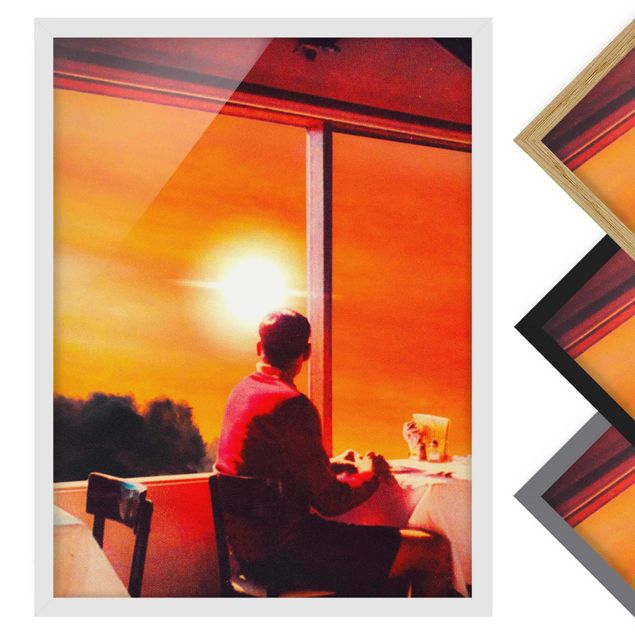 Bild mit Rahmen - Retro Collage - Frühstück mit Aussicht - Hochformat - 3:4