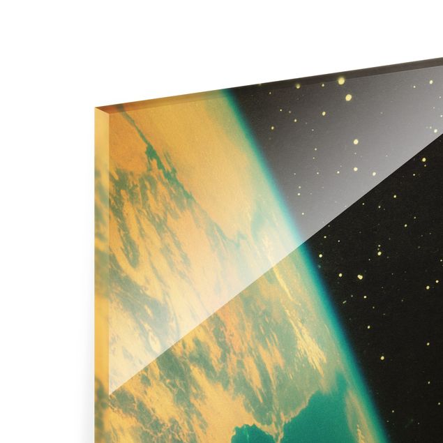 Glasbild - Retro Collage - Galaktischer Strand - Hochformat