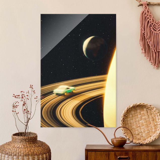 XXL Glasbilder Retro Collage - Saturn Highway