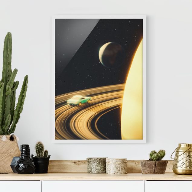Kunstdruck Bilder mit Rahmen Retro Collage - Saturn Highway