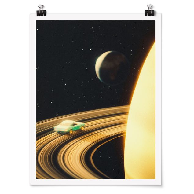 Poster - Retro Collage - Saturn Highway - Hochformat 3:4