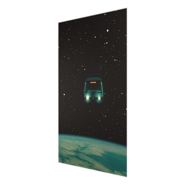 Glasbild - Retro Collage - Space Express - Hochformat