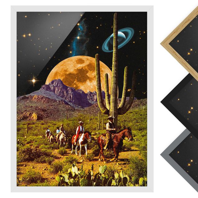 Bild mit Rahmen - Retro Collage - Weltraum Cowboys - Hochformat - 3:4