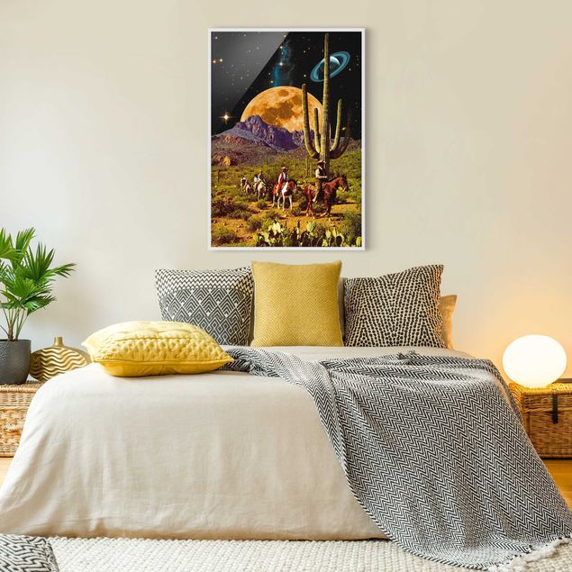 Schöne Wandbilder Retro Collage - Weltraum Cowboys