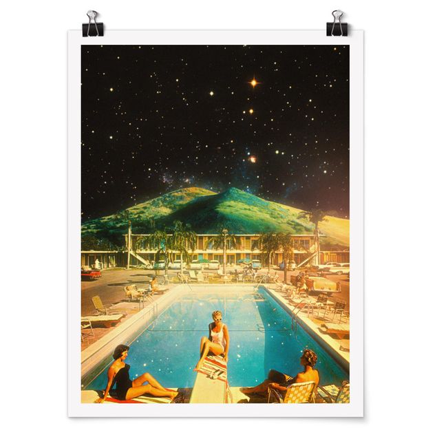 Poster - Retro Collage - Weltraum Pool - Hochformat 3:4