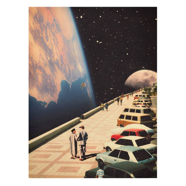 Schöne Leinwandbilder Retro Collage - Weltraum Promenade