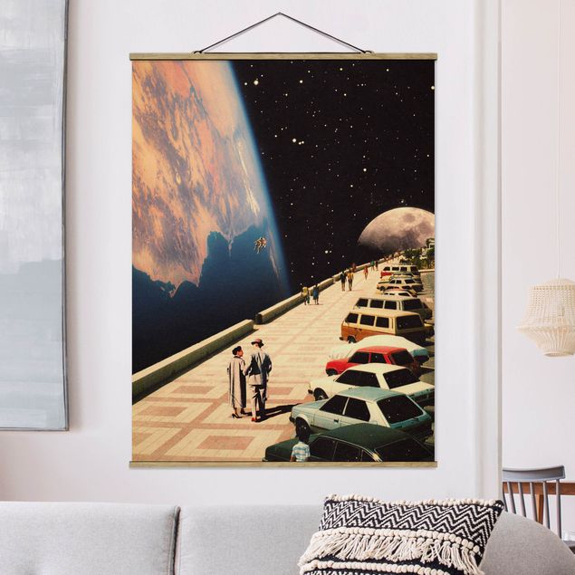 Bilder für die Wand Retro Collage - Weltraum Promenade