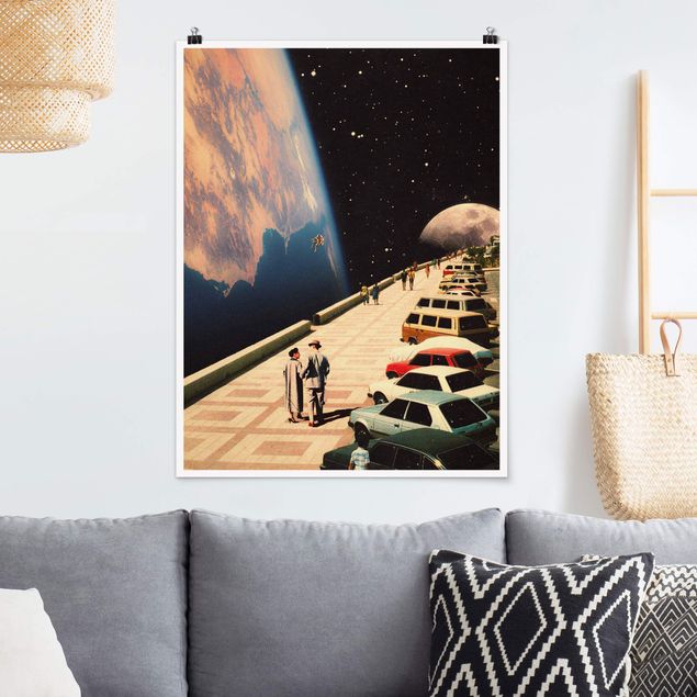 Kunstdrucke Poster Retro Collage - Weltraum Promenade