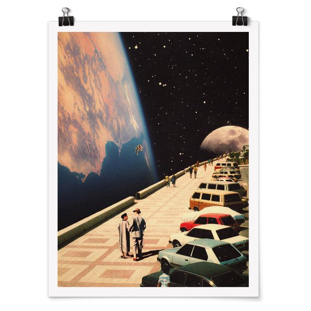 Poster - Retro Collage - Weltraum Promenade - Hochformat 3:4