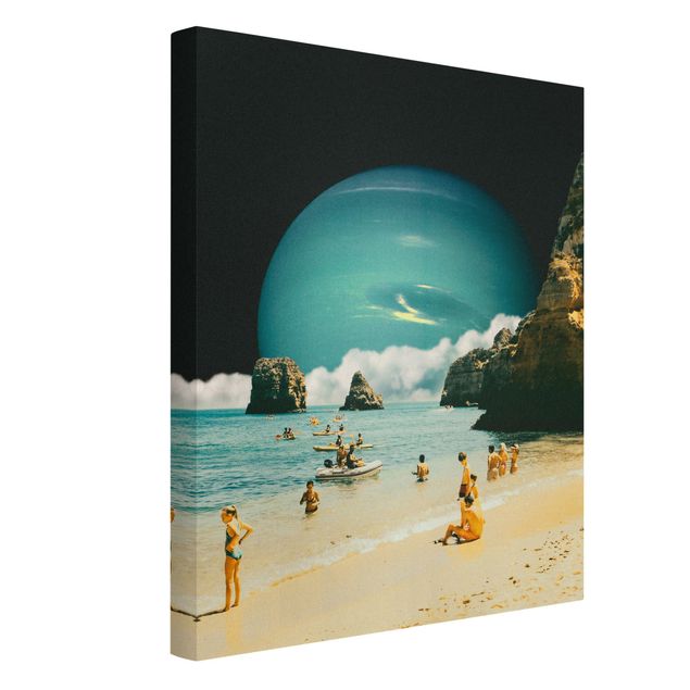 Kunstdrucke auf Leinwand Retro Collage - Weltraum Strand