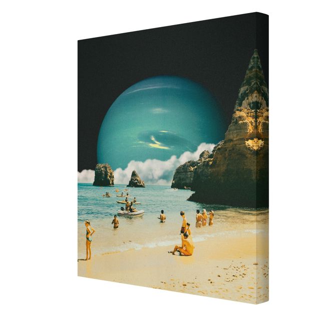Leinwandbilder Retro Collage - Weltraum Strand