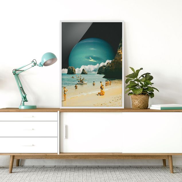 Bilder für die Wand Retro Collage - Weltraum Strand
