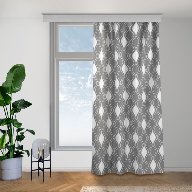 Vorhang modern Retro Muster mit glänzenden Tropfen in anthrazit