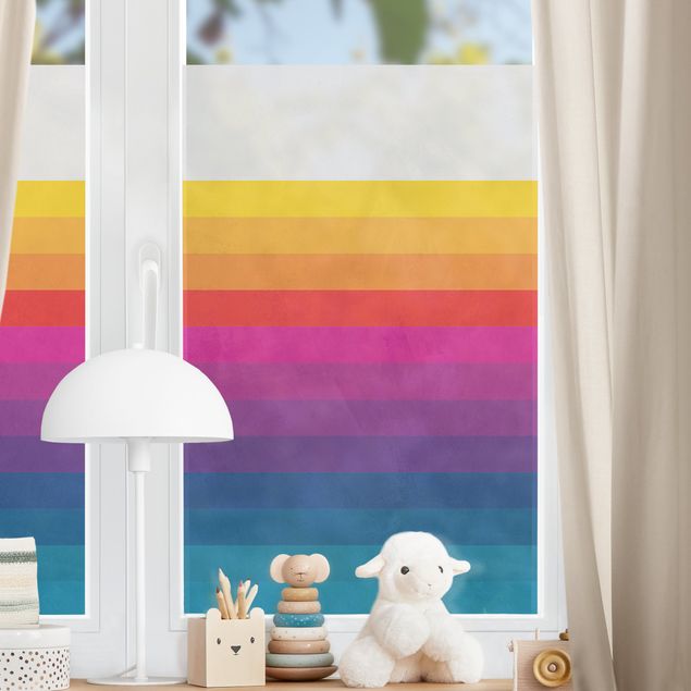 Fensterfolie Farbig Retro Regenbogen Streifen