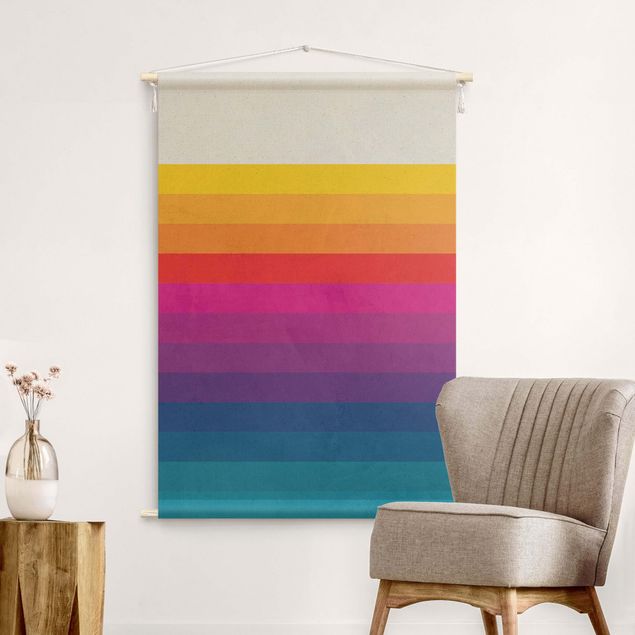 Wandbehang Kunst Retro Regenbogen Streifen