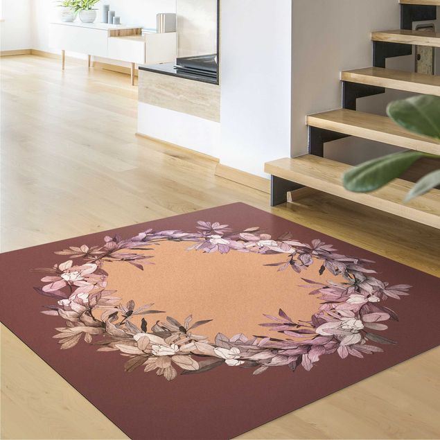 Moderne Teppiche Romantischer Blütenkranz Flieder