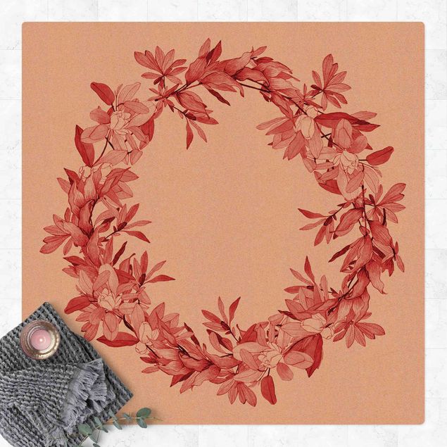 Teppiche Romantischer Blütenkranz Rot