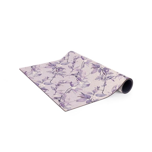 Teppich violett Romantisches Blütenaquarell Natur Flieder