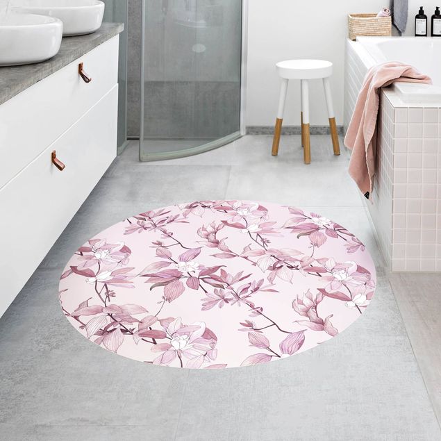 Moderne Teppiche Romantisches Blütenaquarell Natur Purpur