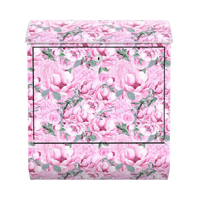 Briefkasten Design Rosa Blütentraum Pastell Rosen in Aquarell