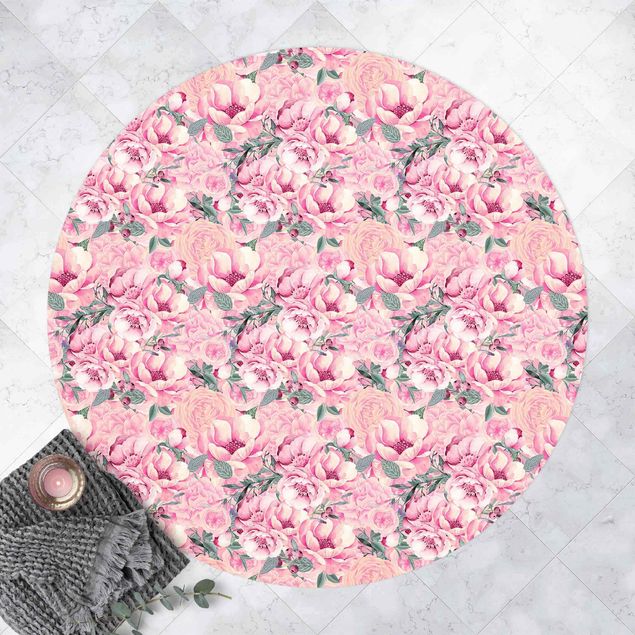 Teppiche Rosa Blütentraum Pastell Rosen in Aquarell