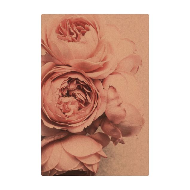 Teppich Esszimmer Rosa Pfingstrosenblüten Shabby Pastell