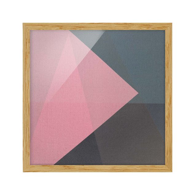 Kunstdruck Bilder mit Rahmen Rosa Transparenz Geometrie