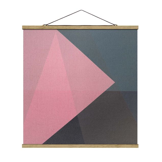 Stoffbilder mit Holzleisten Rosa Transparenz Geometrie