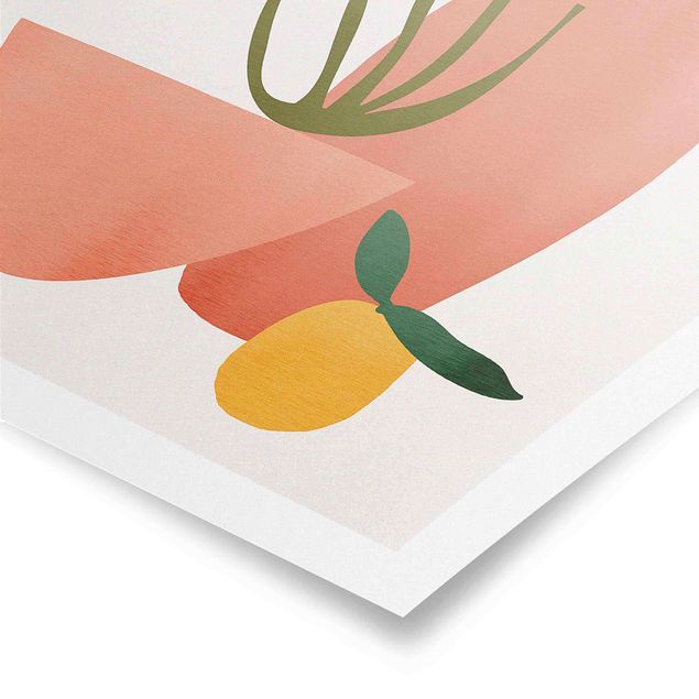 Poster - Rosa Vasen und Zitrone - Hochformat 2:3