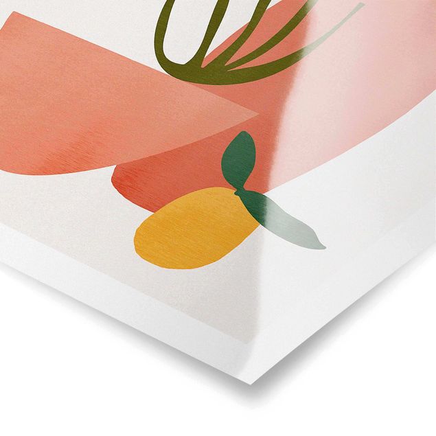 Poster - Rosa Vasen und Zitrone - Hochformat 2:3