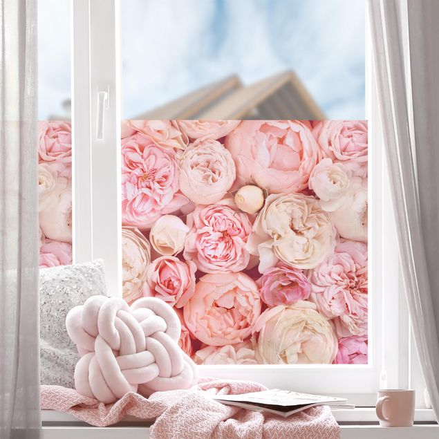 Fensterfolie Farbig Rosen Rosé Koralle Shabby