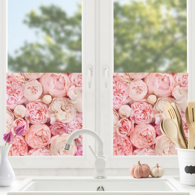 XXL Fensterbilder Rosen Rosé Koralle Shabby