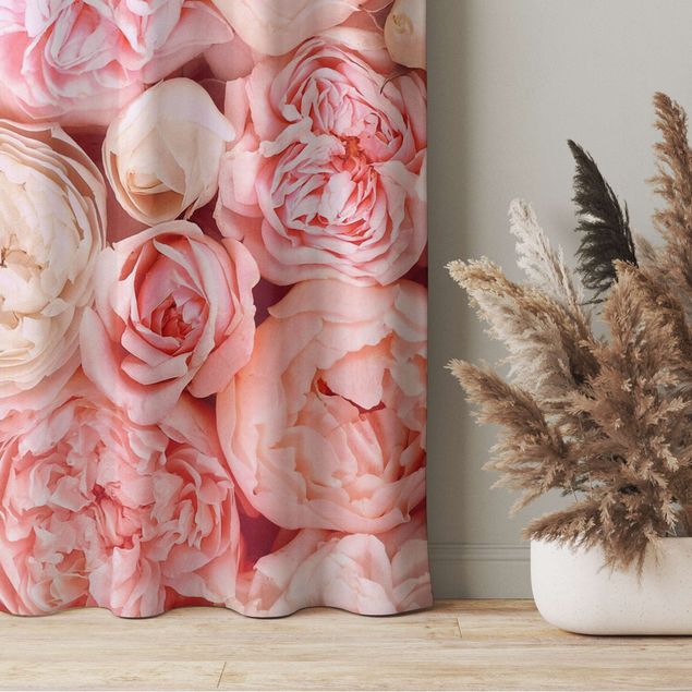 Moderne Vorhänge Rosen Rosé Koralle Shabby