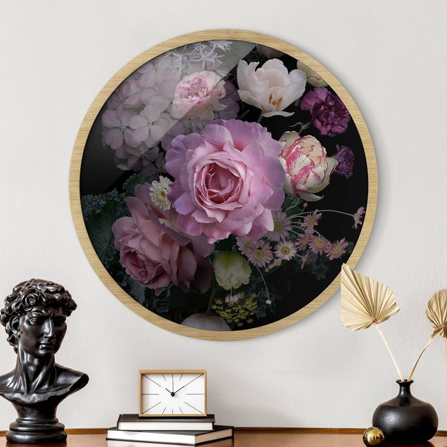 Wandbild rund Rosentraum Bouquet