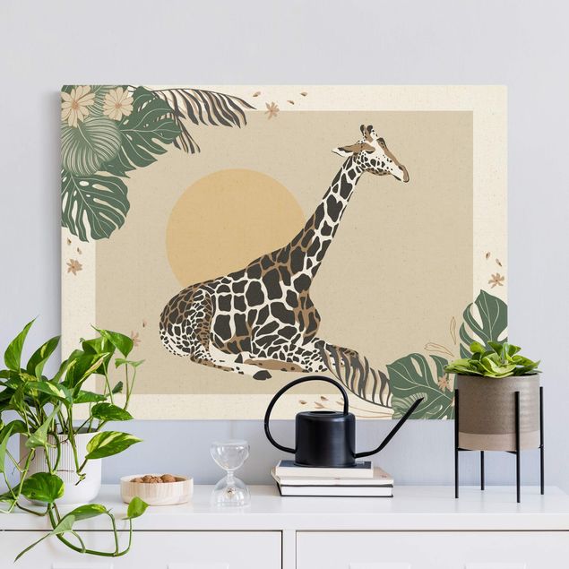 Wandbilder XXL Safari Tiere - Giraffe im Sonnenuntergang