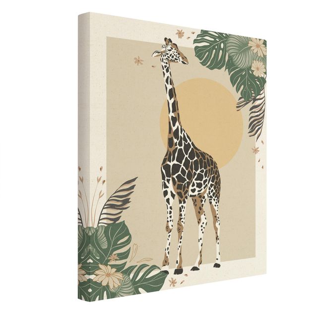 Moderne Leinwandbilder Wohnzimmer Safari Tiere - Giraffe