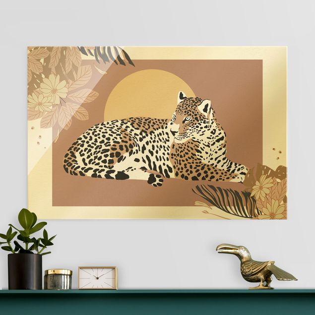 Wandbilder Tiere Safari Tiere - Leopard im Sonnenuntergang