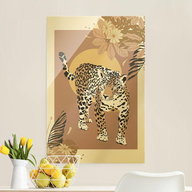 Wandbilder Glas XXL Safari Tiere - Leopard