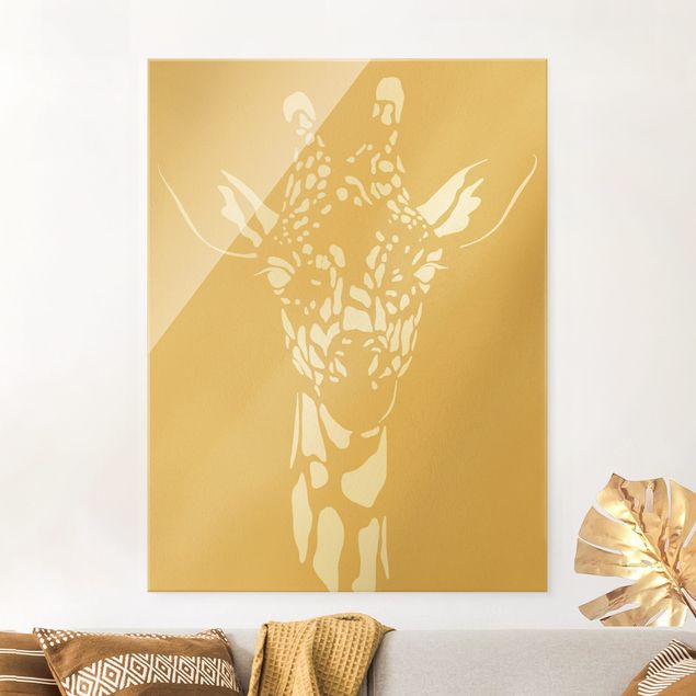 Wandbilder Tiere Safari Tiere - Portrait Giraffe Beige