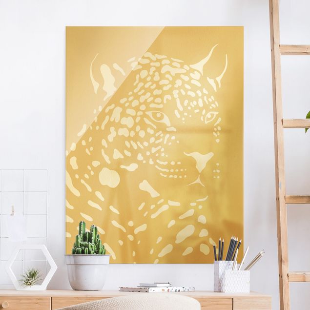 Wandbilder Tiere Safari Tiere - Portrait Leopard Beige