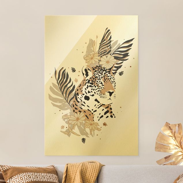 XXL Glasbilder Safari Tiere - Portrait Leopard