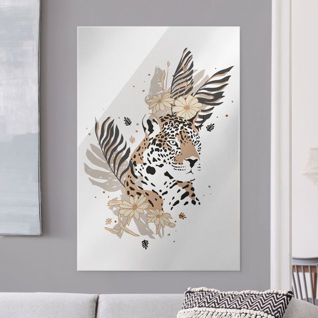XXL Glasbilder Safari Tiere - Portrait Leopard