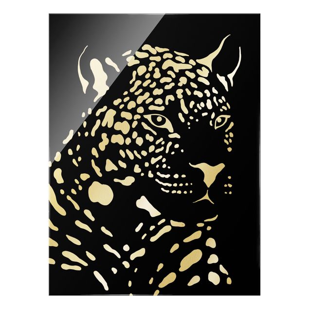 Bilder auf Glas Safari Tiere - Portrait Leopard Schwarz