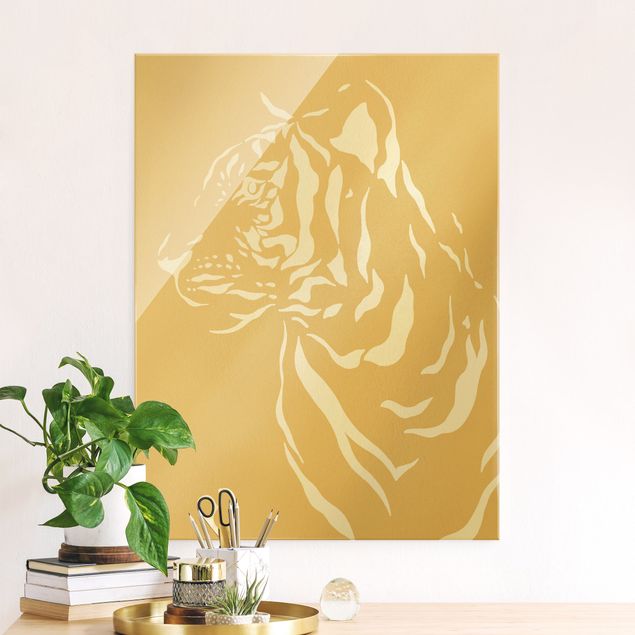 Wandbilder Tiere Safari Tiere - Portrait Tiger Beige