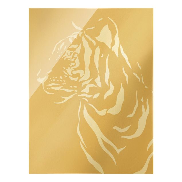 Glasbilder Safari Tiere - Portrait Tiger Beige