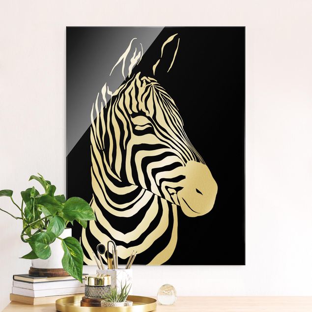 Wandbilder Tiere Safari Tiere - Portrait Zebra Schwarz